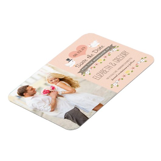 Blush Love Birds Dove Save the Date Magnet (Linke Seite)