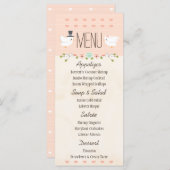 Blush Love Birds Dove Wedding Menu Menükarte (Vorne/Hinten)
