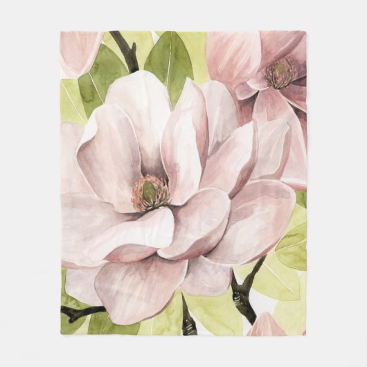 Blush Magnolia Blume Fleecedecke (Vorderseite)