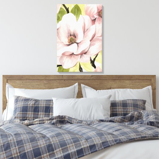 Blush Magnolia Blume Leinwanddruck (Insitu (Schlafzimmer))