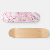 Blush Marble Cherry Blossom Monogram Girl Skateboard (Horizontal)