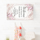 Blush-Marble Geometric Frame Wedding Willkommen Banner (Insitu)