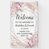 Blush-Marble Geometric Frame Wedding Willkommen Banner (Vertikal)