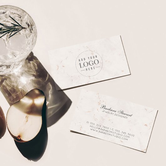 Blush Marble Moderne Minimalistische Logo-Visitenk Visitenkarte