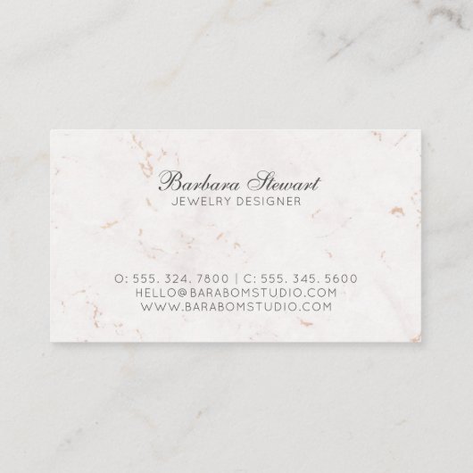 Blush Marble Moderne Minimalistische Logo-Visitenk Visitenkarte (Rückseite)