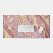 Blush Marble Opal & Gold Glitzer Monogram Niedlich Schreibtischunterlage (Tastatur & Maus)