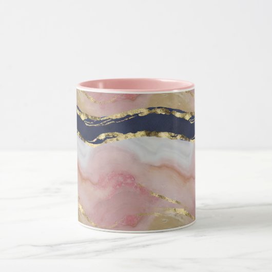 Blush, Marine, Gold Marmor Tasse (Zentrum)