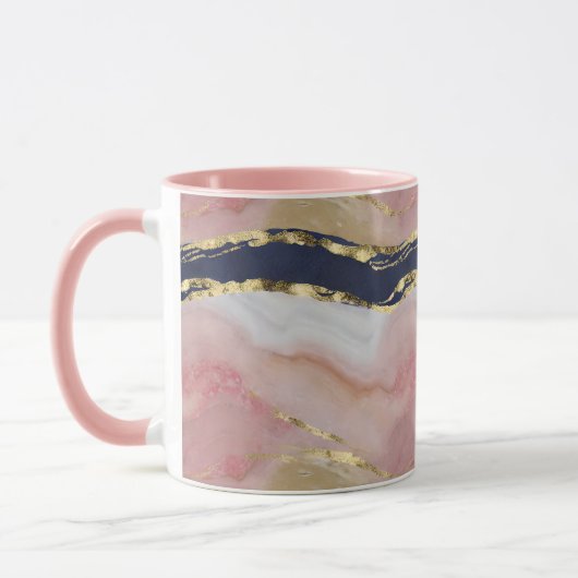 Blush, Marine, Gold Marmor Tasse (Links)