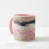 Blush, Marine, Gold Marmor Tasse (Vorderseite Links)