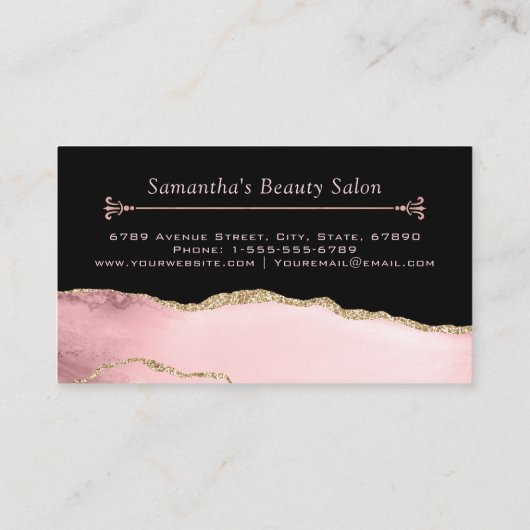 Blush-Marmor-Agate bildet künstlerischen Friseursa Visitenkarte (Rückseite)