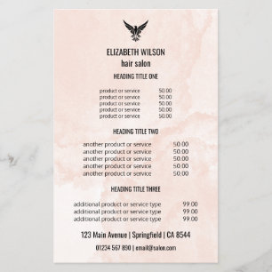 Blush-Marmor-Friseursalon-Preisliste Vorlage Flyer
