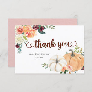 Blush Marsala Floral Pumpkin Dankeschön-Karte Dankeskarte