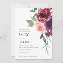 BLUSH MARSALA PINK ROSE FLORAL COUPLE SHOWCARD DANKESKARTE