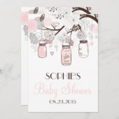 Blush Mason Jars Bloral Baby Dusche Einladung (Vorne/Hinten)