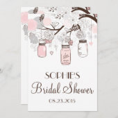 Blush Mason Jars Blumendusche Einladung (Vorne/Hinten)