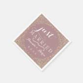 Blush Mauve Gold Confetti Wedding Just Married Serviette (Ecke)