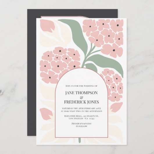 Blush Meadow Abstract Floral Modern Spring Wedding Einladung (Vorne/Hinten)