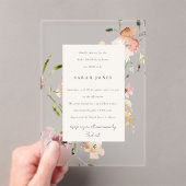 Blush Meadow Aquatercolor Bloral Baby Dusche Acryleinladungen (Insitu (Handheld))