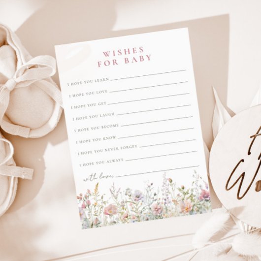 Blush Meadow Baby Dusche Wünsche für Baby Hinweiskarte