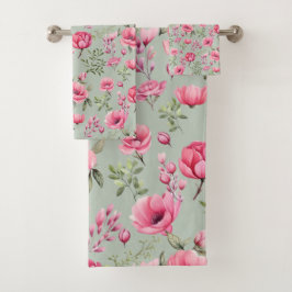 Blush Meadow-Blüten in Blüte Badhandtuch Set