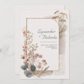 Blush Meadow Folk Art Wedding Einladung (Vorne/Hinten)