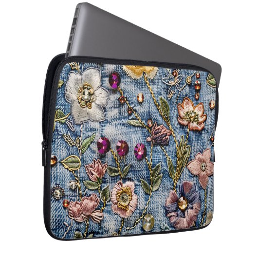 Blush Meadow Illumination Denim Dream Textur Laptopschutzhülle (Vorne Rechts)