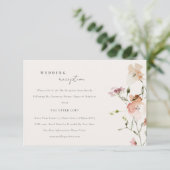 Blush Meadow Watercolor Blumenhochzeit Empfang Begleitkarte (Stehend Vorderseite)