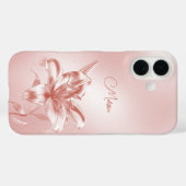 Blush Metallic 3D-Lilienblume Case-Mate iPhone Hülle (Rückseite (Horizontal))