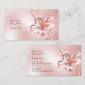 Blush Metallic 3D-Lilienblume Visitenkarte (Vorne/Hinten)