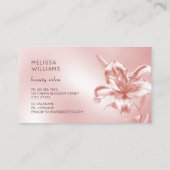 Blush Metallic 3D-Lilienblume Visitenkarte (Rückseite)