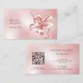 Blush Metallic 3D Lily Flower Visitenkarte (Vorne/Hinten)