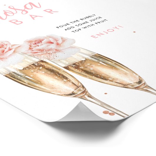 Blush Mimosa Bar Brautparty Tafelschild Poster (Ecke)