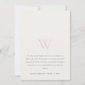 Blush-Minimal-Monogram-Foto Geburtshinweis Dankeskarte (Rückseite)