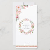 Blush, Mint Floral First Communitykind Lesezeichen Dankeskarte (Rückseite)