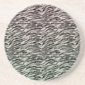 Blush Minze Black Zebra Print Glitzy Dots Ombre Getränkeuntersetzer (Vorne)