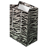 Blush Minze Black Zebra Print Glitzy Dots Ombre Mittlere Geschenktüte (Vorderseite Schrägansicht)
