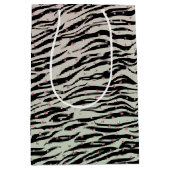 Blush Minze Black Zebra Print Glitzy Dots Ombre Mittlere Geschenktüte (Vorderseite)