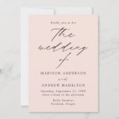 Blush Modern Elegance Wedding Einladung (Vorderseite)