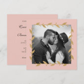 Blush Modern Foto Gold Blätter Hochzeit Einladung (Vorne/Hinten)
