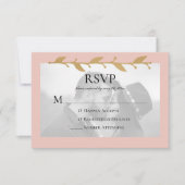 Blush Modern Foto Gold Blätter RSVP Karte (Vorderseite)