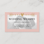 Blush Modern Foto Gold Heart Wedding Website Begleitkarte (Vorderseite)