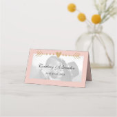 Blush Modern Foto Gold Hearts Wedding Platzkarte (Vorderseite)