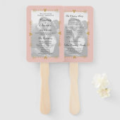 Blush Modern Foto Gold Hearts Wedding Program Fächer (Vorne und Hinten)