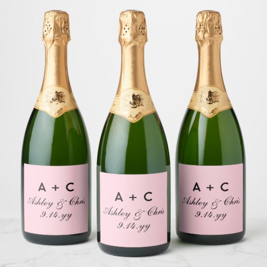 Blush Modern Personalisierter Brausekampagner Gefa Schaumweinetikett (Flaschen)