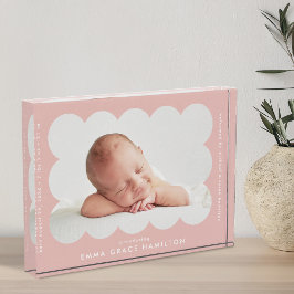 Blush Modern Scalloped Frame Birth Announcement Fotoblock