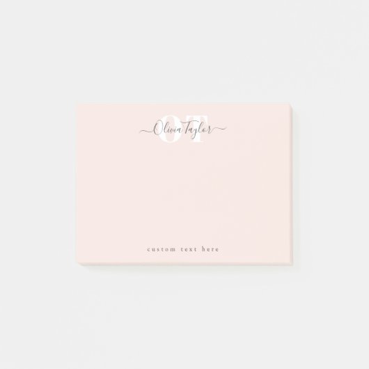Blush Modern Script personalisiert Stationierung Post-it Klebezettel (Vorderseite)