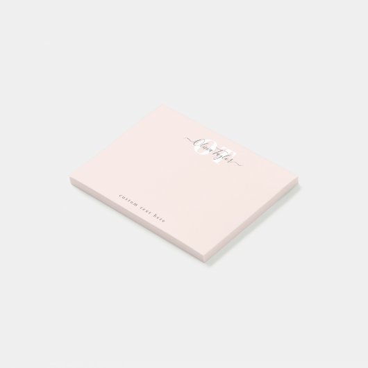Blush Modern Script personalisiert Stationierung Post-it Klebezettel (angewinkelt)