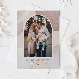 Blush Modern Shimmering Season's Greetings Foto Feiertagskarte