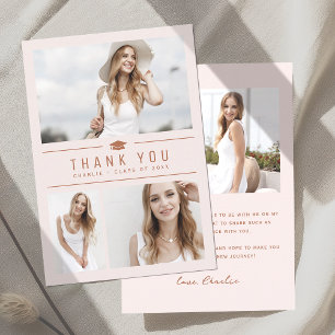 Blush Modern Simple Typografy 4 Foto Abschluss Dankeskarte