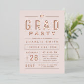 Blush Modern Simple Typografy Graduation Party Folieneinladung (Stehend vorne)
